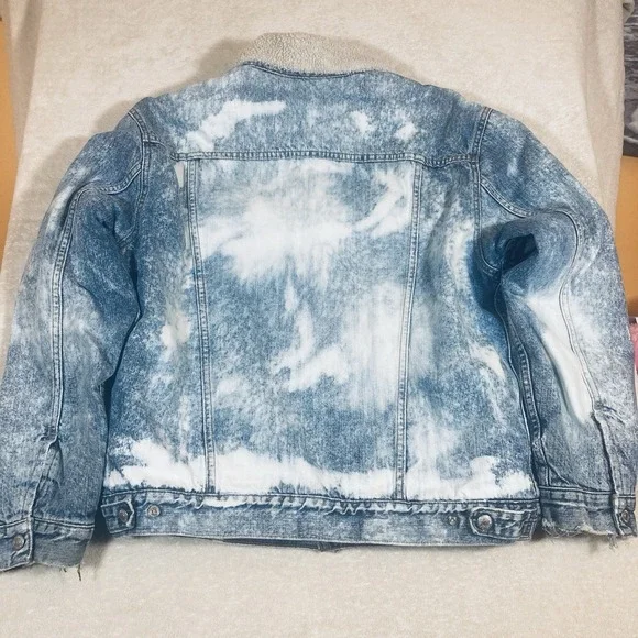 Levi's Denim Jacket Mens XL Blue Acid Wash Trucker Sherpa Fleece Lined 70520 - Picture 1 of 12